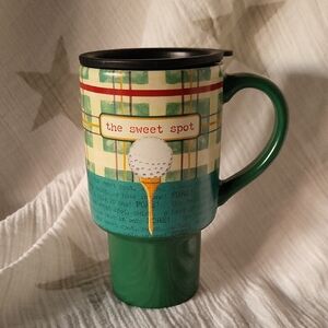 Golf Travel Mug "The Sweet Spot" Lang Artist Paula Joerling Car Coffee Dad Cup